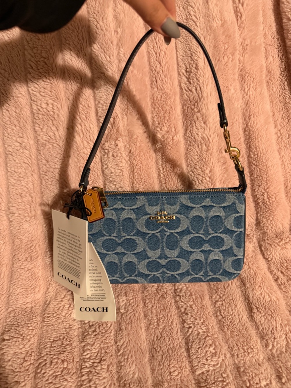 Coach Nolita 19 Denim Signature Jacquard Shoulder Bag NWT Blue Gold Hardware - Picture 2 of 2